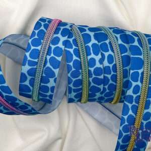Aqua & Blue Splotches Premier Zipper Tape
