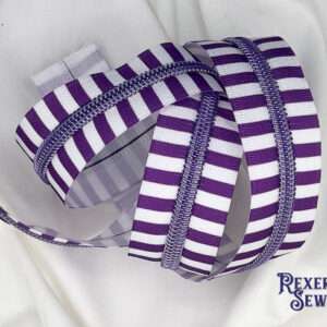 Purple & White Striped Vinyl Premier Zipper Tape