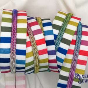 White Multi Striped Premier Zipper Tape