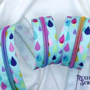 Aqua Raindrops Premier Zipper Tape