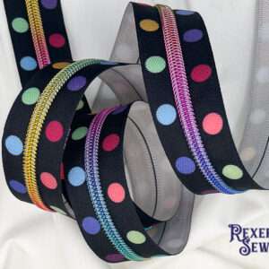 Black Polka Dot Premier Zipper Tape