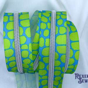 Lime & Aqua Splotches Premier Zipper Tape