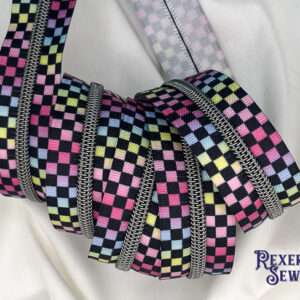 Pastel/Black Checkered Premier Zipper Tape