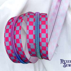 Pink/Grey Checkered Premier Zipper Tape