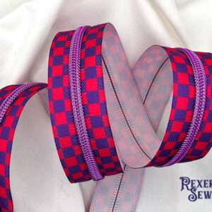 Pink/Purple Checkered Premier Zipper Tape