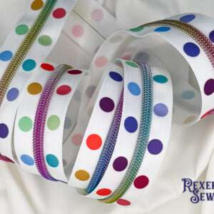 White Polka Dot Premier Zipper Tape