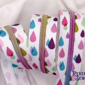 White Raindrops Premier Zipper Tape