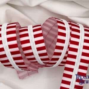 Red & White Stripe Premier Zipper Tape