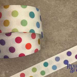 White Multi Colored Dots Webbing (Premier)